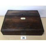 A VINTAGE ROSEWOOD WRITING SLOPE WITH MOTHER OF PEARL INLAY A/F