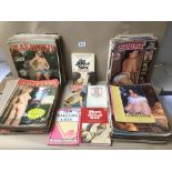 A LARGE COLLECTION OF VINTAGE ADULT MAGAZINES AND SEX GUIDE BOOKS, INCLUDES PRIVATE, PLAYBIRDS,