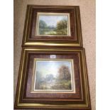 A PAIR OF OIL ON CANVAS OF RIVER LANDSCAPES, SIGNED PETER DUFFIELD, 24CM X 19CM