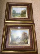 A PAIR OF OIL ON CANVAS OF RIVER LANDSCAPES, SIGNED PETER DUFFIELD, 24CM X 19CM