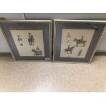 TWO FRAMED AND GLAZED GOUACHE'S BY LAMOTTE 1969 OF HUSSARS, 44 X 36CM