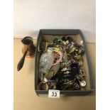 A MIXED BOX OF MAINLY COSTUME JEWELLERY