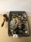 A MIXED BOX OF MAINLY COSTUME JEWELLERY