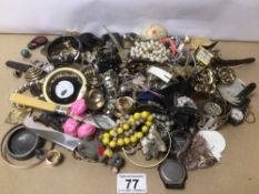 A MIXED BOX OF COSTUME JEWELLERY
