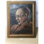 A VINTAGE GILDED FRAMED OIL ON CANVAS PORTRAIT OF A MALE FIGURE SIGNED R. NEWTON A/F 48CM X 61CM