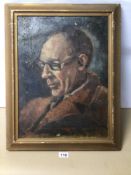 A VINTAGE GILDED FRAMED OIL ON CANVAS PORTRAIT OF A MALE FIGURE SIGNED R. NEWTON A/F 48CM X 61CM