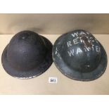 A WWII BRITISH ARMY BRODIE HELMET MKII WITH CHIN STRAP AND LINER, DATED 1939, TOGETHER WITH A