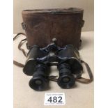 A VINTAGE MILITARY PAIR OF DOLLOND BINOCULARS WITH CASE