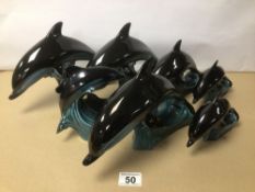 A QUANTITY OF MIXED POOLE DOLPHINS, LARGEST 25CM