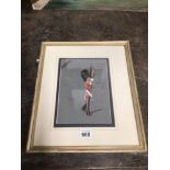 A FRAMED AND GLAZED WATERCOLOUR TITLED THE COLDSTREAM GUARDS SIGNED CEDRIC (GERALD CEDRIC HUDSON) 44