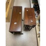 TWO SMALL DROP END MAHOGANY TABLES LARGEST EXTENDED 79 X 61 X 65CM