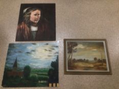 THREE PAINTINGS ONE FRAMED ESSEX WILLIAMS, BODE 57 & 56, LARGEST 61 X 51CM