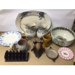 A QUANTITY OF MIXED CERAMICS INCLUDING SOME VICTORIAN CHINA