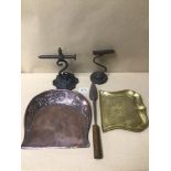 MIXED METAL ITEMS INCLUDES COPPER ART NOUVEAU CRUMB TRAY BY JOSEPH SANKEY AND MORE