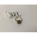 A HALLMARKED 9CT GOLD LADIES SMOKEY QUARTZ RING 2.7G