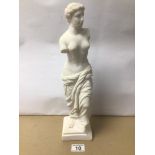 A VINTAGE CHALK MODEL OF VENUS DE MILO STATUE A/F 38CM