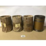 A SET OF FOUR VINTAGE ROLLS-ROYCE PISTON LINERS A/F