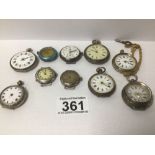 A QUANTITY OF CONTINENTAL SILVER AND OTHER LADIES POCKET WATCHES A/F