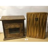 TWO VINTAGE WOODEN CASES/CABINETS, TALLEST IS 35CM