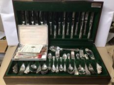 A BUTLER CANTEEN SILVER PLATED KINGS PATTERN CUTLERY SET, TOGETHER WITH A SMALLER SET OF SIX