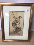 A VICTORIAN FRAMED AND GLAZED MONOGRAMMED DRAWING OF A MAN, SIGNED AL DATED 1880