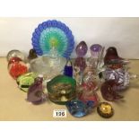 A COLLECTION OF GLASS PAPERWEIGHTS, NO MARKINGS OR STAMPS TO BASE
