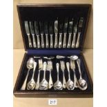 A CANTEEN OF SILVER PLATED AND STAINLESS STEEL FLATWARE INCLUDES FORTY-FOUR PIECES IN ALBERTA