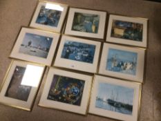 A SET OF EIGHT FRAMED AND GLAZED PRINTS OF FAMOUS ARTISTS, 42 X 49CM