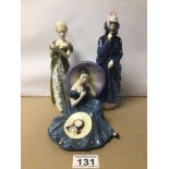 THREE ROYAL DOULTON FIGURINES, ‘PENSIVE MOMENTS’ (HN2704), ‘VENETA’ (HN2722), AND ‘MASQUE’ (