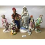 A SMALL COLLECTION OF MIXED PORCELAIN AND CERAMIC FIGURES WITH SOME STAMPED TO BASE, PRESTON,