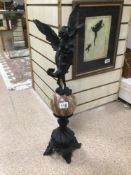 A CIRCA LATE 19TH CENTURY STATUE ON MARBLE BALL A/F 72CM IN HEIGHT