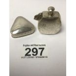 A 925 SILVER SCENT BOTTLE & 925 SILVER TRIANGULAR PATCH BOX, 31G