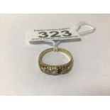 A YELLOW METAL & DIAMOND RING STAMPED 18CT, ONE STONE MISSING, 2.8G