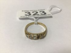 A YELLOW METAL & DIAMOND RING STAMPED 18CT, ONE STONE MISSING, 2.8G