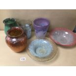 SIX PIECES OF VASART GLASS ITEMS