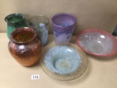 SIX PIECES OF VASART GLASS ITEMS