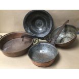 MIXED VINTAGE COPPER ITEMS, PANS AND BOWLS