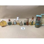 NINE SMALL VINTAGE OF MIXED COLOGNE AND PERFUME BOTTLES, ONE BOXED, SOME WITH CONTENTS, INCLUDES NO.