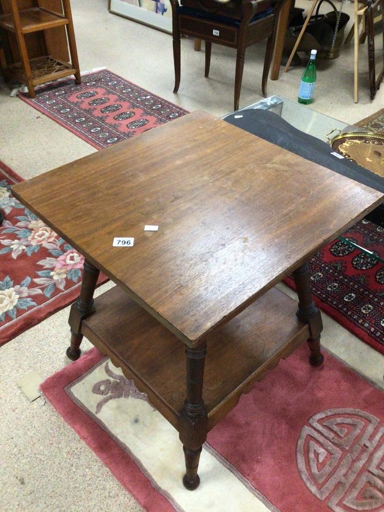 A VINTAGE TWO TIER SQUARE TABLE, 58 X 58 X 63CM