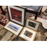 THREE LIMITED EDITION PRINTS WITH A FRAMED WATERCOLOUR, LARGEST PRINT BY JONATHAN SHAW RUBYSKIES II,