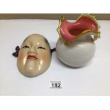 A JAPANESE HOUSE OF KOSHU APRICOT LIQUEUR PORCELAIN BOTTLE IN THE FORM OF A FEMALE NOH MASK, NO