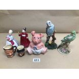 MIXED CHINA ITEMS, FIGURINES, TOBY JUGS AND MORE