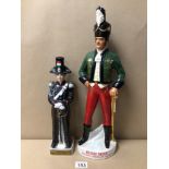 TWO CERAMIC LIQUEUR DECANTERS IN THE FORM OF ITALIAN AND IRISH SOLDIERS, ONE BEING ‘IRISH MIST’