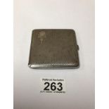 AN ART DECO HALLMARKED SILVER SQUARE ENGINE TURNED CIGARETTE CASE 1936 BY W.T.TOGHILL, 92 GRAMS,