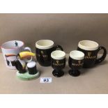 THREE GUINNESS MERCHANDISE MUGS, INCLUDING A PAIR OF CARLTON-WARE MUGS AND “MY GOODNESS-MY GUINNESS”