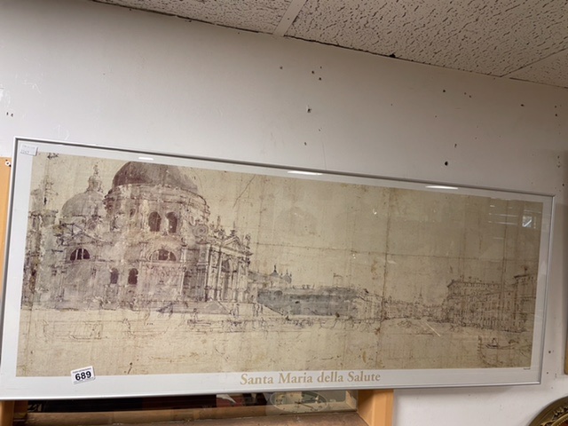 A LARGE VENITIAN PRINT (VANVITELLI) OF SANTA MARIA DELLA SALUTE, 121 X 47CM