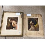 TWO 1930S WATERCOLOURS BY W.H.LEATHWOOD OF FIGURES A/F