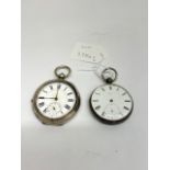 TWO SILVER CASED POCKET WATCHES ONE J.FORREST AND CO LONDON BOTH A/F
