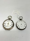 TWO SILVER CASED POCKET WATCHES ONE J.FORREST AND CO LONDON BOTH A/F