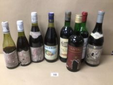 EIGHT BOTTLES OF VINTAGE RED WINE ALL WITH CONTENTS, INCLUDES THREE 1986 BEAUJOLAIS-VILLAGES, A 1976